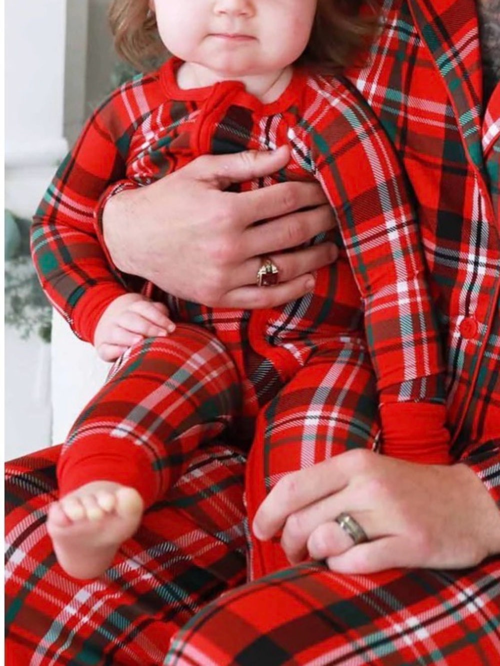 6M-12M Christmas plaid tartan bamboo pajamas Caden Lane